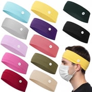 12 Pcs Nurse Headbands with Buttons for Mask Non Slip Wide for Women Elastic Ear Protection Holder for Nurses Week Appreciation Gifts Sports