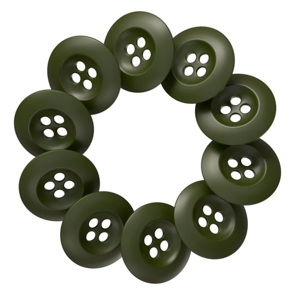 12 Pcs Olive Drab Sewing Buttons 0.75 inch Army Military Buttons 30L 4 Hole Polished Matte Finish 19mm Plastic Ideal for Pants Jacket Uniforms Bags Accessories Crafts