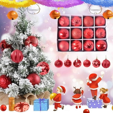 12 Pcs Outdoor Christmas Ornaments, Oversized Huge Big Shatterproof Xmas Christmas Plastic Balls for Outside Lawn Yard Tree Hanging Decorations, for Xmas Tree Holiday Decor, 6cm