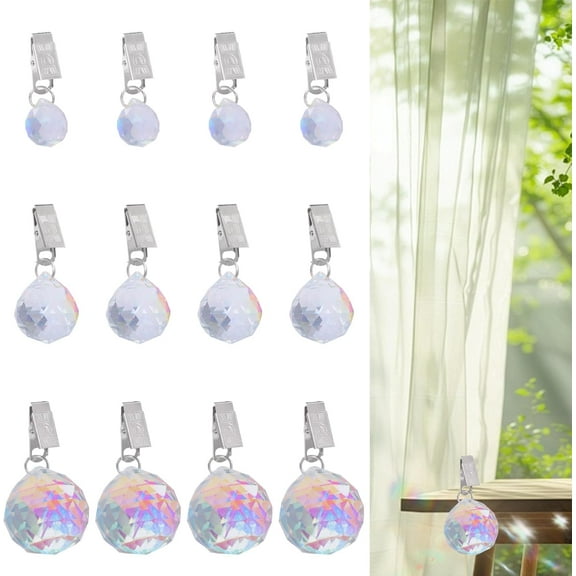 12 Pcs Outdoor Curtain Weights 3 Styles Pendant Clip Weights Set Heavy Decorative Drapery Weights Colorful Balls Weights with Steel Clip Used for Fixing Curtains Flags Tablecloths