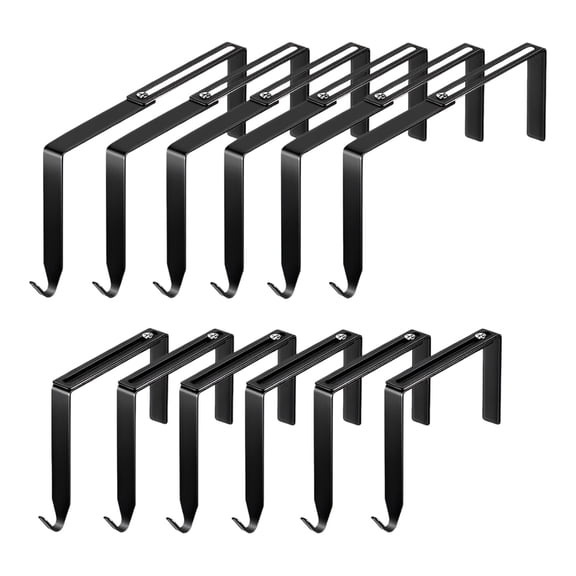 12 Pcs Outdoor No Drill String Light Hooks, 3.2-6.1 in Adjustable Metal Fence Hangers for Concrete Wall and Cinder Block, Heavy Duty Outside Yard String Light Holders for Holiday Patio Decor