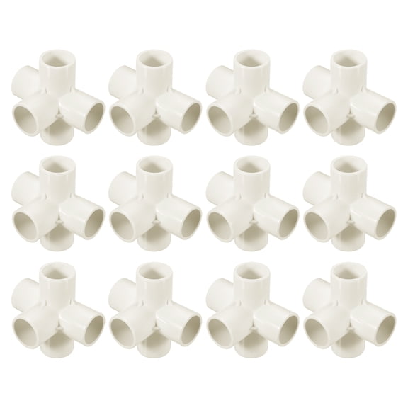 12Pcs Fitting, 5 Way Fitting 25mm Connectors Elbow Pipe Fittings Coupling Furniture Corner Connector for DIY Garden Support Structure, White