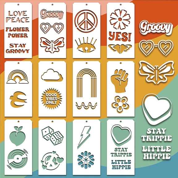 12 Pcs Painting Stencils 12 Styles Boho Themed Stencil Template Reusable Craft Templates