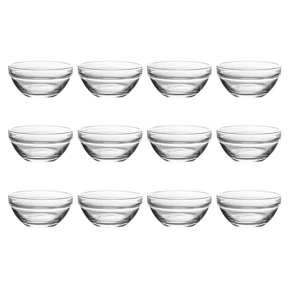 WHAMVOX 12Pcs Heat Resistant Glass Containers for Food Storage Holders Round Shape Simple Design Pudding Jelly