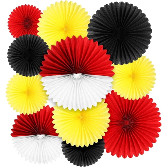 12 Pcs Paper Fans Cartoon Hanging Animation Honeycomb Round Decoration Set Red White Cartoon Movie Party Decoration for Theme Birthday Baby Shower Backdrop Party Supplies