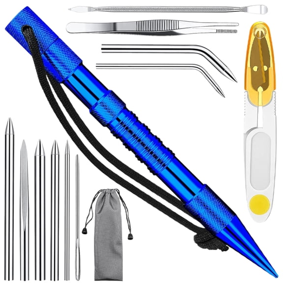 12 Pcs Paracord FID Set Stainless Steel Knotter Tools Marlinspike Set Paracord Stitching Lacing Stitching Needles and Smoothing Tool for Leather or Paracord Work
