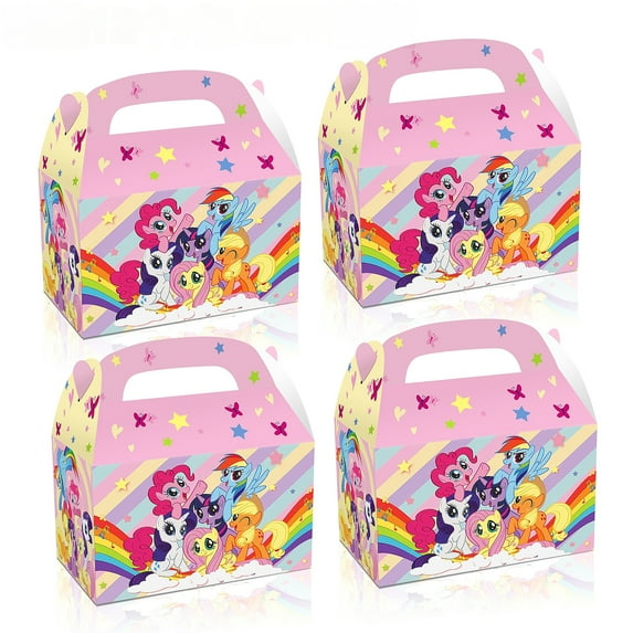 12 Pcs Party Favor Candy Boxes for My Little Pony Theme Birthday Party Supplies Decor,Girls Kids Birthday Game Party Kraft Paper Gift Bag Decorations