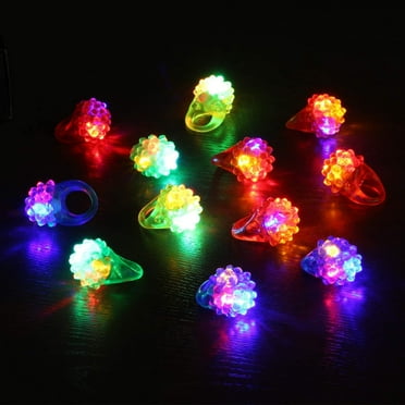 12 Pcs Party Stars Flashing LED Bumpy Jelly Ring Light-Up Toys