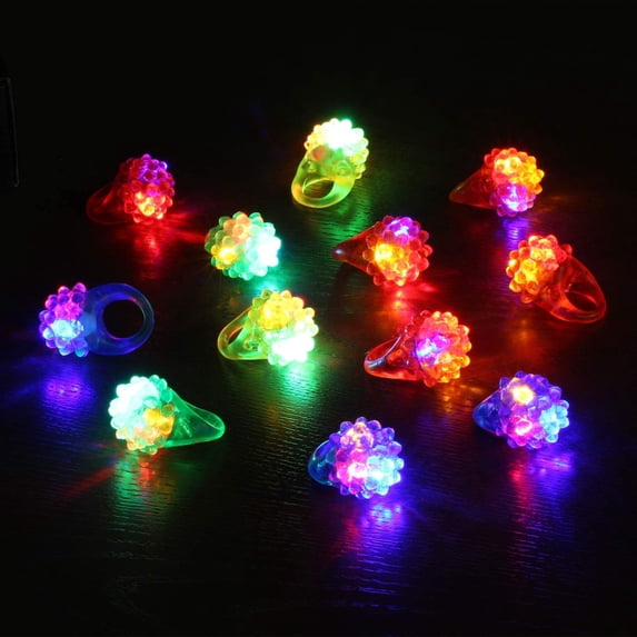 12 Pcs Party Stars Flashing LED Bumpy Jelly Ring Light-Up Toys