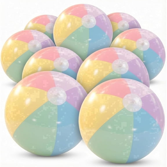 FENLEI 12 Pack 18 Inch Pastel Macaron Beach Balls, Jumbo Inflatable Summer Pool Toy, Birthday Baby Shower Party Decorations for Kids & Adults