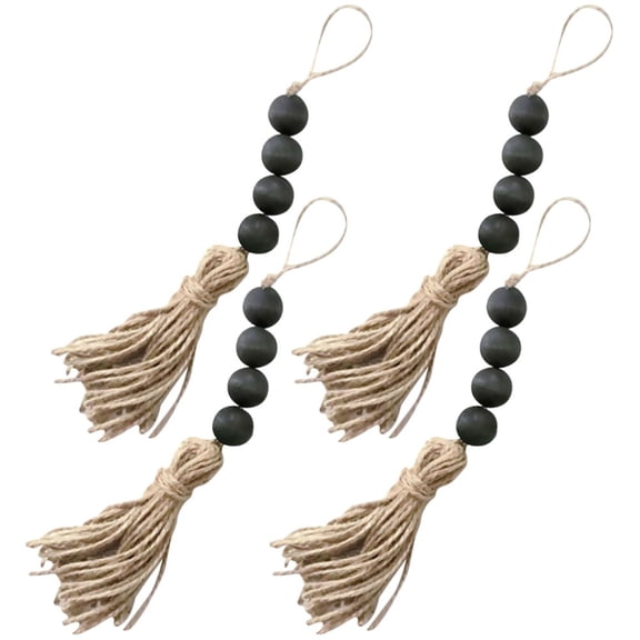 12 Pcs Pastoral Style Wooden Beads Ornamnet Wall Hanging Bead Tassel Pendant