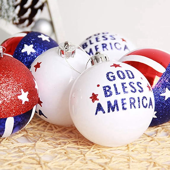 12 Pcs Patriotic Ornaments Hanging Balls- 4th of July Independence Day Tree Ornaments- Red White Blue Balls for Holiday Wedding Veteran Day Tree Decorations