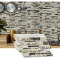 thumbnail image 1 of 12 Pcs Peel and Stick Backsplash Vinyl Marble Tile, Self-adhesive Tile Transfer Sticker Stick on Tiles for Kitchen Bathroom, 9.68x4.72inch/24.6x12cm, Brown Gray Marble Effect, HTP009-12P, 1 of 16