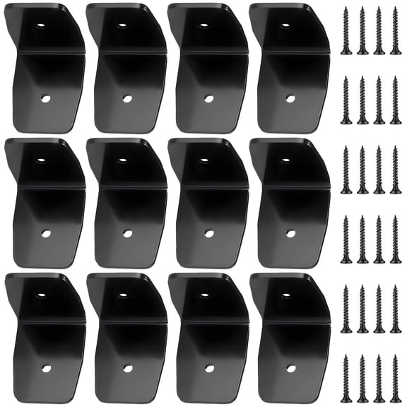 12 Pcs Pergola Brackets, Galvanized Steel Roof Brackets with Screws, 1.5 x 1.97 in Black Metal Rafter Brackets Kit for Gazebo, Hurricane Clips Truss Support