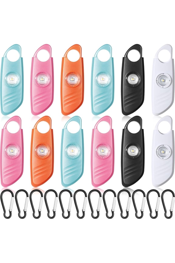 12 Pcs Personal Safety Alarm for Women with LED Strobe Light and 12 pcs Keychain 130DB Loud Sound Personal Siren Emerncy Self Defense Alarm Keychain Safety Devices for Women Men Elderly