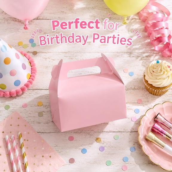 12 Pcs Pink Party Treat Boxes, Small Goodie Boxes ,Gift Boxes for Kids,Kraft Paper Gift Box for Christmas Party Decorations Birthday Party Favors (Pink,6.5x3.5x3.5 Inches)