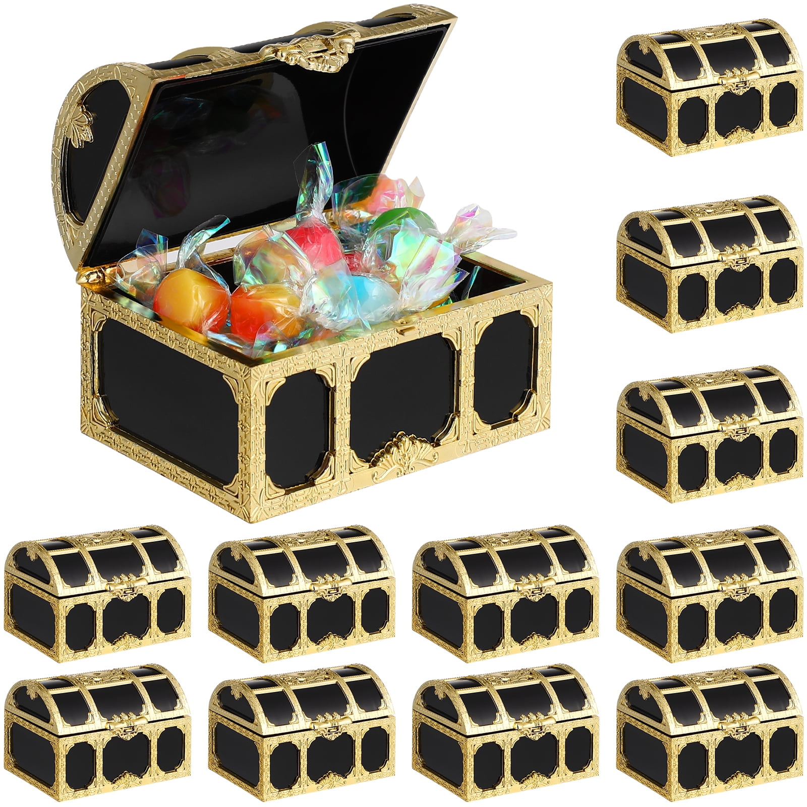 12 Pcs Pirate Treasure Chests Plastic Candy Storage Boxes Treasure