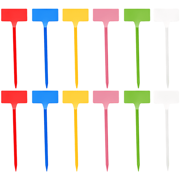 12 Pcs Plant Labels, 11.8 in / 30 cm Multicolor Plastic Garden Markers, Slant Head Waterproof Plant Labels, Reusable & Writable Nursery Tags, for Gardening, Agriculture, Flower Pot