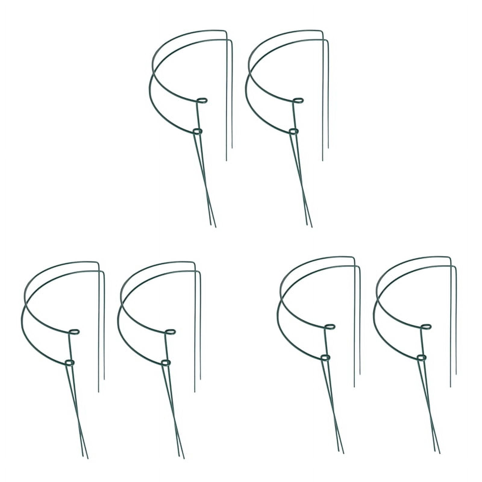 12 Pcs Plant Support Stakes Ring Cage Metal Garden Plant Stake Green Half Round Plant Support Ring Plant Supports