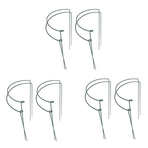 12 Pcs Plant Support Stakes Ring Cage Metal Garden Plant Stake Green Half Round Plant Support Ring Plant Supports