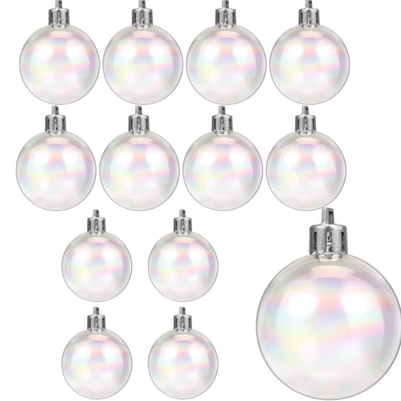 12 Pcs Plastic Balls Ornaments,2x2In DIY Hanging Ball Ornaments,Clear Christmas Ornaments,Durable Iridescent Balls Decoration for Party,Wedding,Home Decor