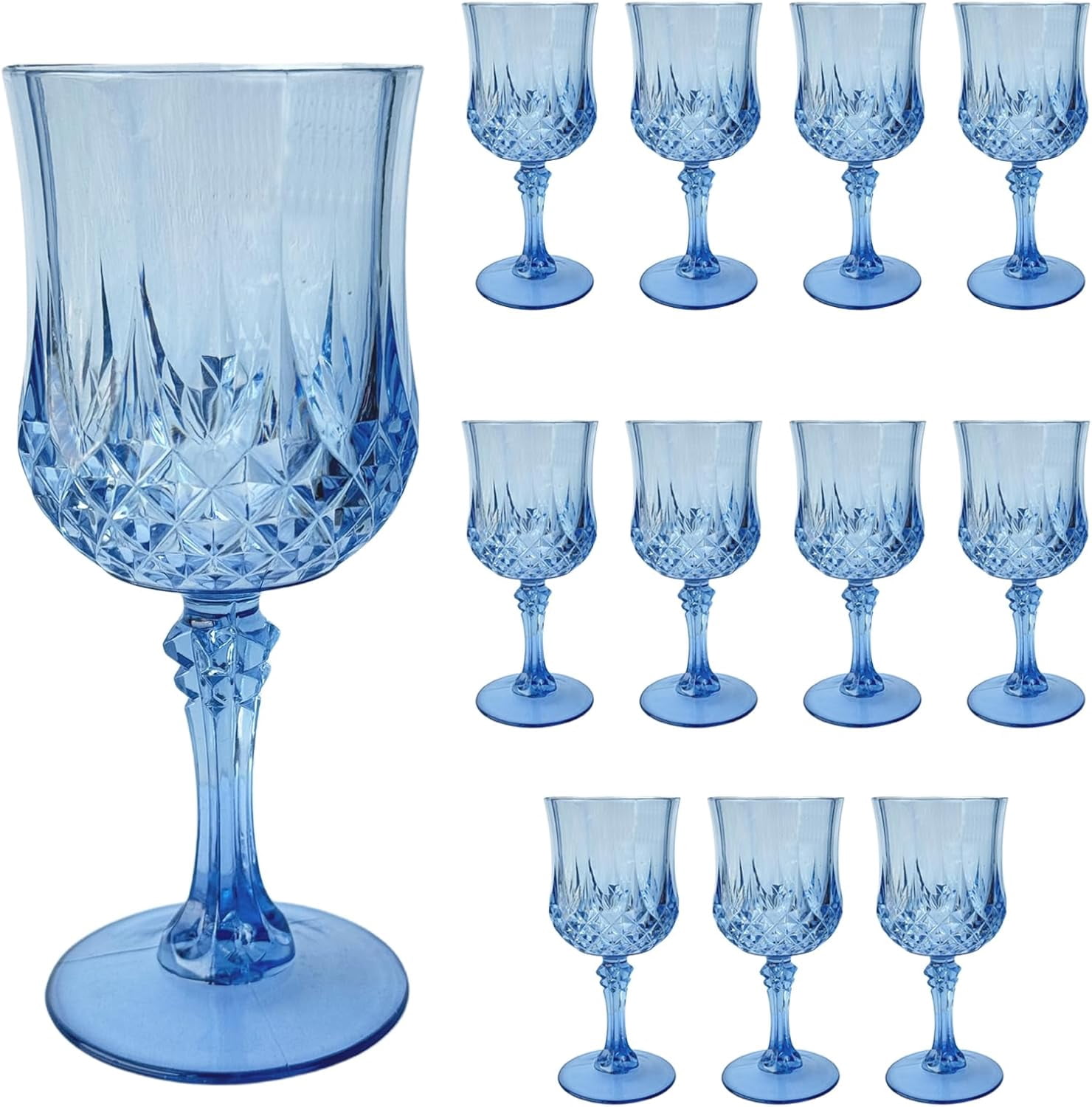 12 Pcs Plastic Blue Wine Glasses，Plastic Cordial Glasses，Plastic ...