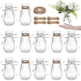 thumbnail image 1 of 12 Pcs Plastic Bud Vases, Clear Hydroponic Vases with Jute Twines & Wrapping Ribbon, Bulk Flower Vases for Centerpieces, Plant Containers for Flower Arrangement and Decoration, 1 of 5