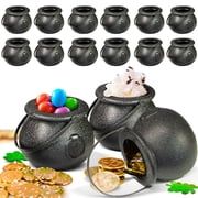 12 Pcs Plastic Candy Cauldrons - Mini Bucket Toys for St. Patrick’s Day Pot of Gold, Trick or Treat, Halloween Decoration and Kid Birthday Party Favors