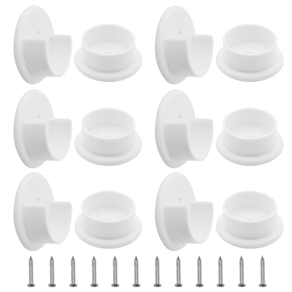 12 Pcs Plastic Closet Pole Sockets U-Shaped Open Type Brackets White 1-3/8 Inch