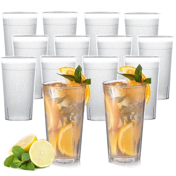 12 Pcs Plastic Cup Reusable 610ML Plastic Drinking Glasses BPA-Free,Restaurant Grade Stackable Plastic Cup,Outdoor Parties, Picnics, BBQ’s, Travels,Reusable Kitchen Cups Set(Transparent)