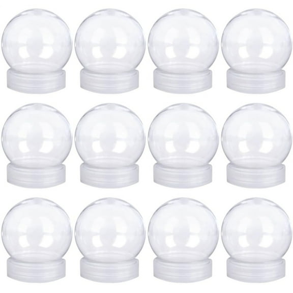 12 Pcs Plastic DIY Snow Globe,Transparent Handicraft Snowball,Decorative Christmas Snowflake Ball,Empty Ball with Screw Off Cap,Fillable Display Commemorative Ball