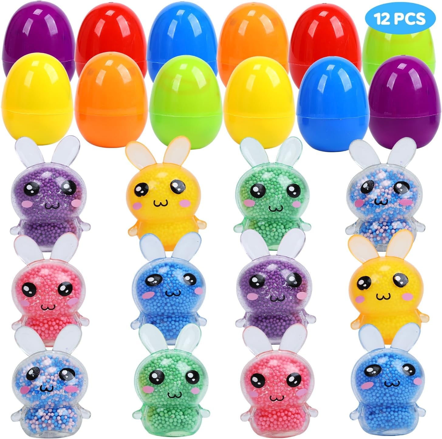 12 Pcs Plastic Easter Eggs,Fillable for Hunt, Basket Stuffers/Fillers, Filling Treats, Party Favor, Classroom Prizes