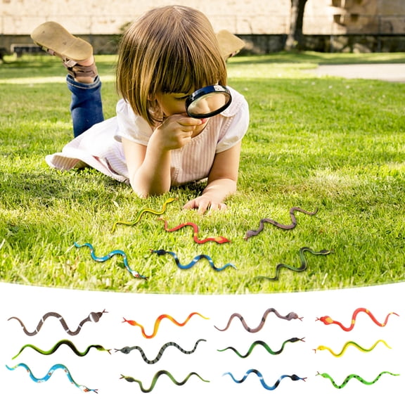 12 Pcs Plastic Fake Snake Toy, Multi Color Halloween Prank Prop, Realistic Courtyard Decoration, Trick Play Accessory for kids Party Yard Halloween Holiday Gathering