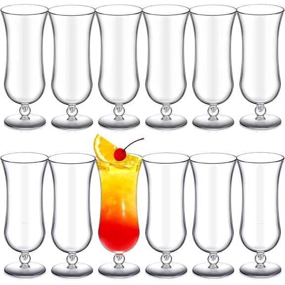 12 Pcs Plastic Hurricane Glasses 15 oz Shatter Resistant Clear Plastic Pina Colada Cocktail Glasses Break Resistant Drinking Tulip Milkshake Cups for Beer Juice Margarita