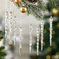 12 Pcs Plastic Icicle Twisted Plastic Icicle Christmas Ornaments Christmas Tree Hanging Decoration and Holiday Xmas Party Wedding Hanging 5.1in