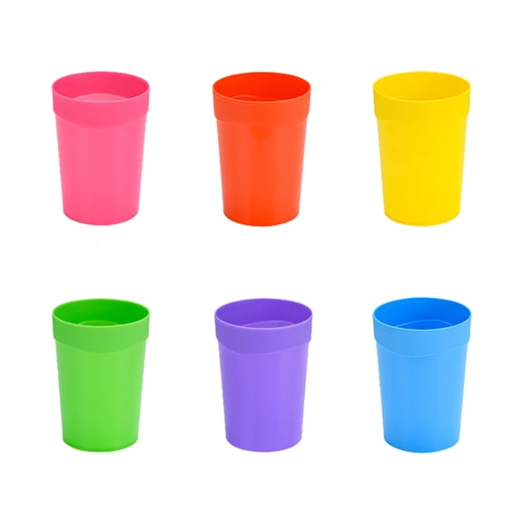 12 Pcs Plastic Juice Tumblers, Reusable Drinking Cups Stackable Plastic Tumblers Colorful Water Glasses 400ml