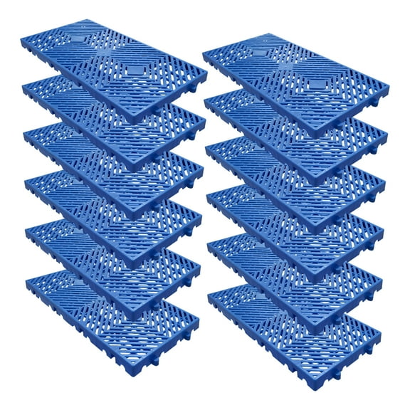 12 Pcs Plastic Pallet Lightweight Nestable Polyethylene Pallets - High-Density HDPE, Ventilation Grid Design, Easy to Install,for Basement Restaurant Kitchen Supermarket