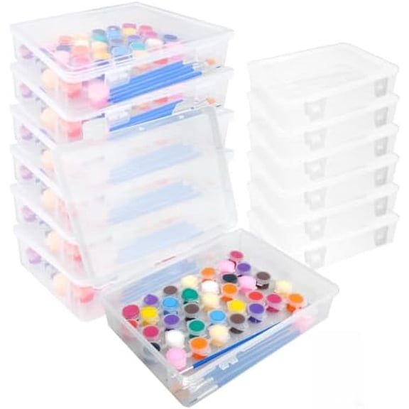 12 Pcs Plastic Storage Box with Lid Clear Multipurpose Craft Storage Case for Beads Ornaments Accessoriesr Plastic Containers Pencil Case(5'' x 3'' x 1.5'',7'' x 9'' x 2'')$$Art & Craft