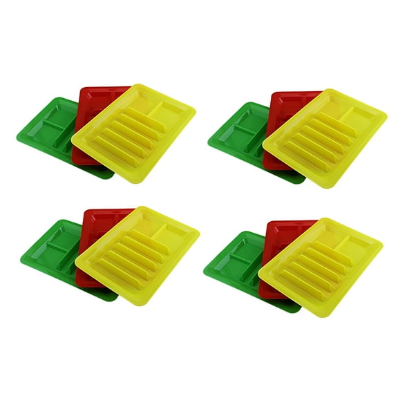 12 Pcs Plastic Taco Holder with Divider 2 Compartments Colorful Taco Plates Microwave Safe Taco Tray Taco Bar Serving Dishes Taco Platter Stand up Divider Plates for Taco Party Supplies