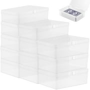 12 Pcs Playing Deck Card Cases Clear Plastic Trading Card Storage Box Acrylic Card Holder Box Compatible with Collectible Trading Card Cases, Each Case for 100 Pcs Cards