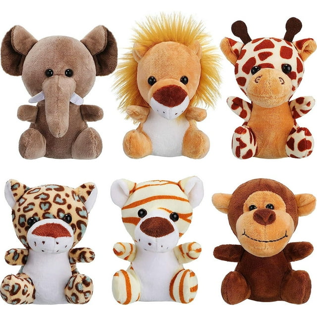 12 Pcs Plush Toy Pendant Stuffed Jungle Animal Bags Small Keychain Ring ...