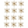 thumbnail image 1 of 12 Pcs Poinsettia Artificial Christmas Flowers Decorations Glitter Xmas Tree Flower Ornaments (Gold), 1 of 6