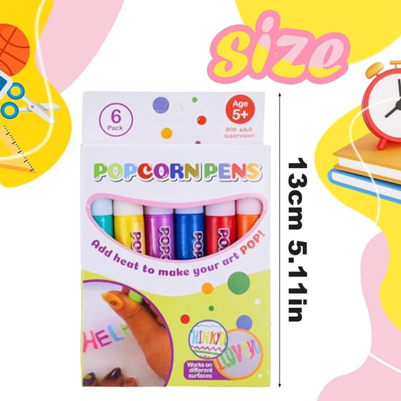 12 Pcs Popcorn Pens Puffy, DIY Puffy Paint Set | Bubble Drawing Pens for Raised Art on Greeting Birthday Cards, Scrapbooks, Projects and Multiple Craft Surfaces