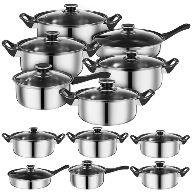 12 Pcs Pot Set Stainless Steel Pot Set Cooking Pan Set Nonstick Frying Pans Pots And Pan Set