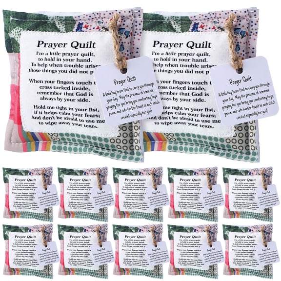 12 Pcs Prayer Quilt with Cross Inside 3.9"x4.5"Handmade Sew Individually Colorful Quilts, Pocket Prayer Quilt, Pocket Prayer Cross, Mini Scripture Quilts, Sympathy