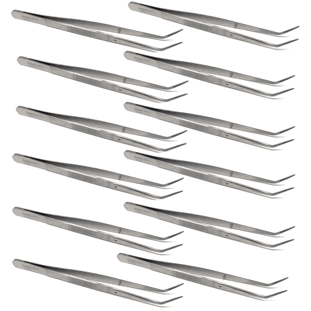 12 Pcs Precision Stainless Steel Lab Tweezers Lab Multipurpose Forceps ...