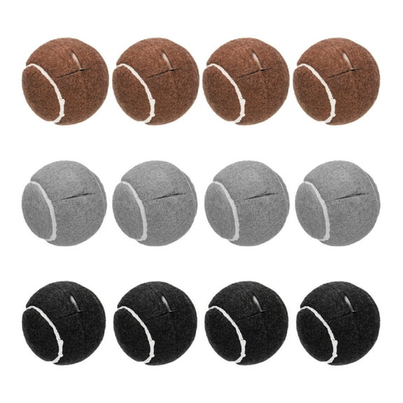12 Pcs Precut Walkers Tennis Balls, Universal Precut Glide Balls Walkers Accessories Glides, Grey/Brown/Black