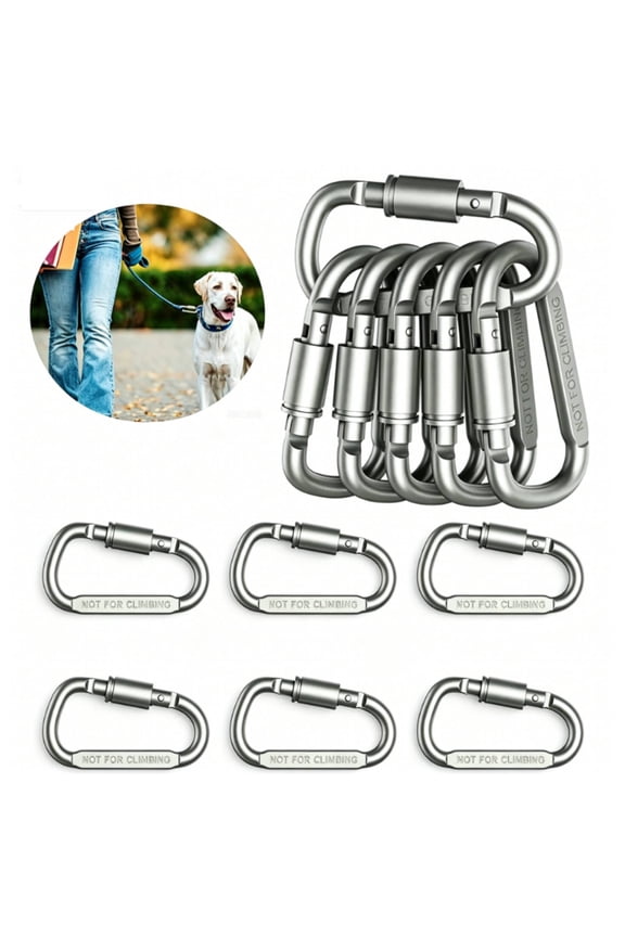 12 Pcs Premium Aluminum D-Ring Locking Carabiners,Lightweight & Durable for Hiking,Camping, Keychains,Dog Leashes & More-NOT for Climbing