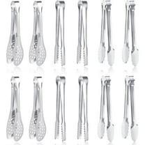 12 Pcs Premium Small Serving Tongs, Mini Stainless Steel Appetizer Tongs, 5 Inch, Sturdy Utensils