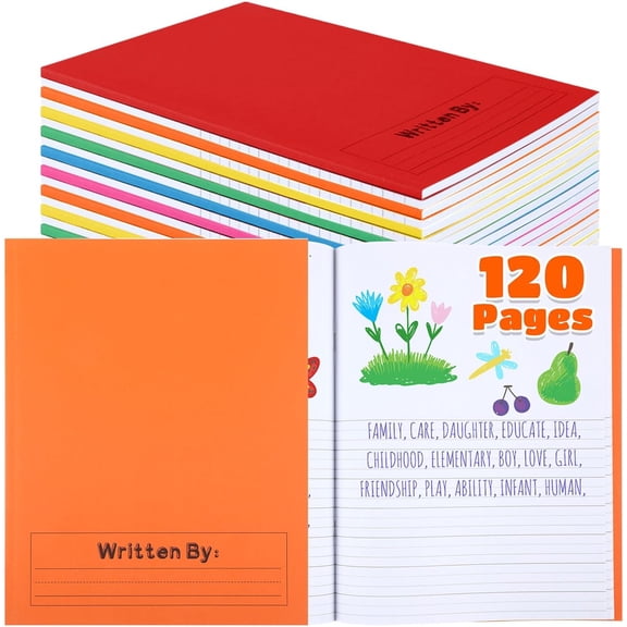 12 Pcs Primary Composition Notebooks for Teachers & Classrooms (Grades K2) Colorful Writing Journals for Classroom, Homework & Homeschool Use, 120 Pages Each (Colorful)